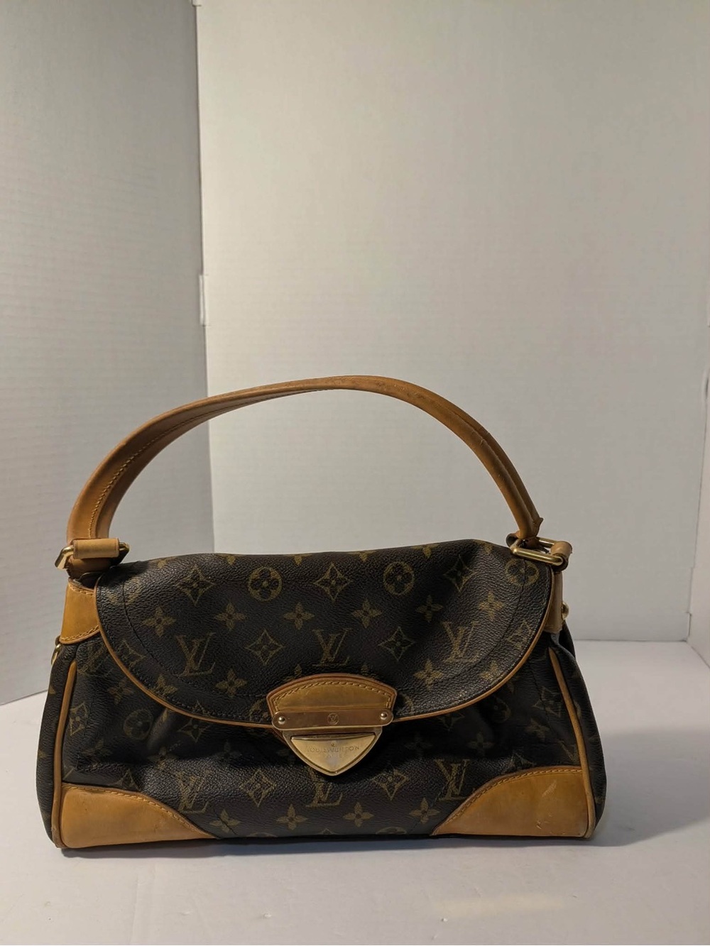 Louis Vuitton Monogram Canvas Shoulder Bag with Tan Trim